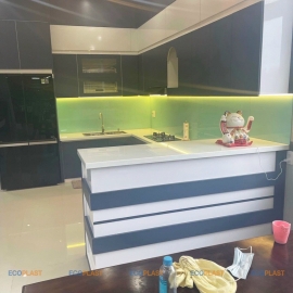 Tủ bếp nhựa cao cấp Luxury01 - kết hợp trắng 
