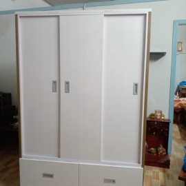 Tủ nhựa cánh lùa 3 cánh màu trắng nhựa cao cấp 